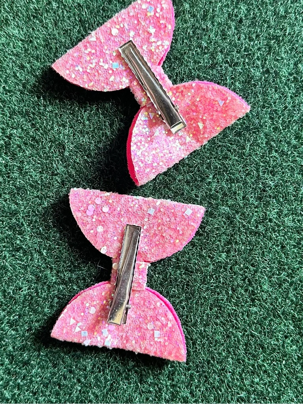 Pink Glitter Bow Hair Clips - Kids Accessories